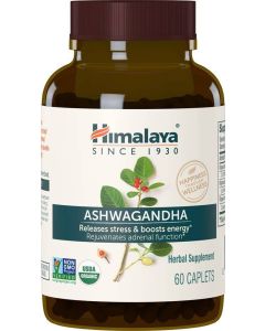 Organic Ashwagandha Herbal Energy Booster Himalaya 60 Caplets - supplemynts.com