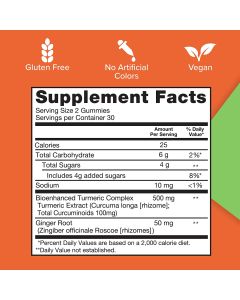 Qunol Turmeric Curcumin Complex 50g Ginger 550mg 60 Gummies - supplemynts.com