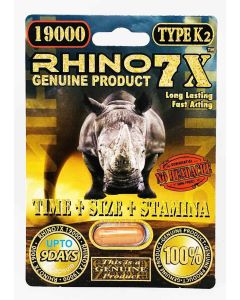 Rhino 7x 19000 Type K2 Genuine Male Performance Enhancement Pill - supplemynts.com