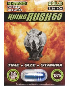 Rhino Rush 50 Solo 13000 Male Sexual Enhancer Pill - supplemynts.com