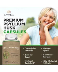 Sunergetic Psyllium Husk Dietary Fiber 240 Caps Digestion Support