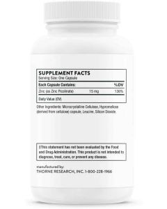 Thorne Research 60 Capsules Zinc Picolinate Support Growth Supplement - supplemynts.com