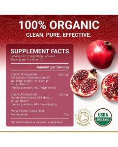 True Veda Organic Pomegranate Extract Supplement Vegan 60 Capsules