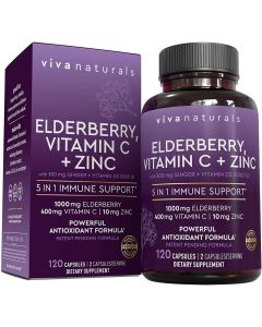 Viva Naturals Elderberry Vitamin C Zinc 5 In 1 Daily Immune Support - supplemynts.com
