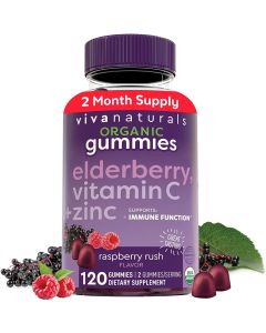 Viva Naturals Organic Black Elderberry 120 Gummies Vitamin C Zinc - supplemynts.com