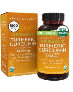 Viva Naturals Organic Turmeric Curcumin 1500mg Heart Health 90 Caps - supplemynts.com