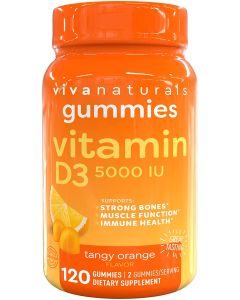 Viva Naturals Vitamin D3 5000 IU Immune Support Gluten Free 120 Gummy - supplemynts.com
