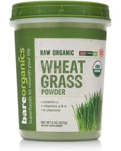 Wheat Grass Powder 8 Oz BareOrganics Vitamin C A K Vegan Gluten Free - supplemynts.com