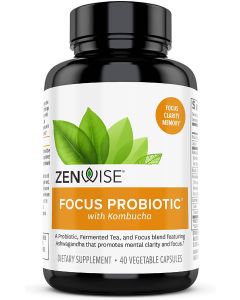 Zenwise Focus Probiotic Kombucha Focus Supplement 40 Veggie Caps