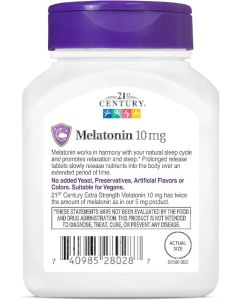 Bottle of 21st Century Extra Strength Melatonin 10 mg 120 tablets sleep aid supplement
