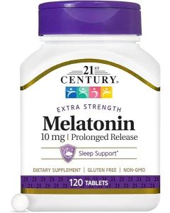 Bottle of 21st Century Extra Strength Melatonin 10 mg 120 tablets sleep aid supplement