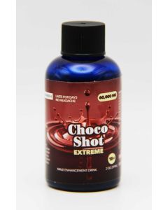 Choco Shot Extreme energy and stamina drink bottle side view adult male performance supplement