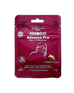 HERMOJO Advance Pro Female Sensual Bites with Ashwagandha and Strawberry Banana for peak performance.