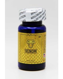 Venom XXIV-3 Male Enhancement Capsules bottle with gold and black label
