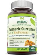 Herbal Secrets Turmeric Curcumin Bioperine 1500mg 180 VCaps - supplemynts.com