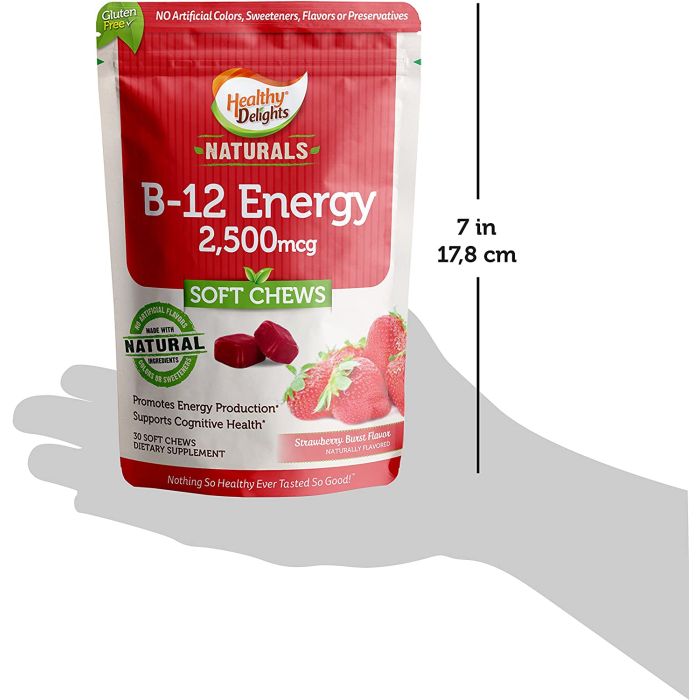 Healthy Delights B 12 Energy 30 Soft Chews 2500mcg Cognitive Health - supplemynts.com