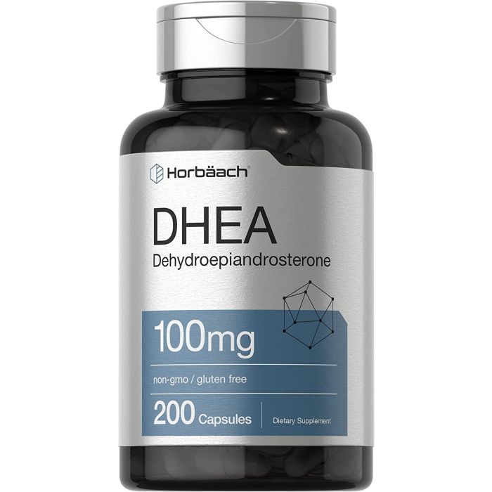 Horbaach DHEA 100mg Non GMO 200 Capsules Gluten Free - supplemynts.com