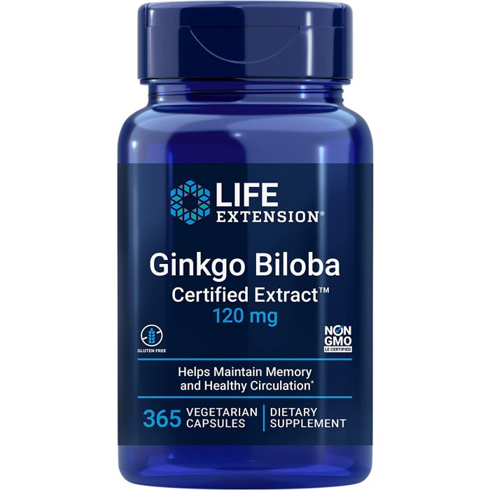 Life Extension Ginkgo Biloba Certified Extract 120mg 365 Veggie Caps - supplemynts.com