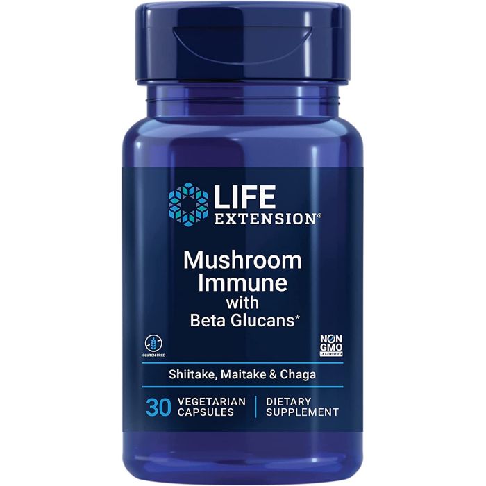 Life Extension Mushroom Immune with Beta Glucans 30 Veggie Caps - supplemynts.com