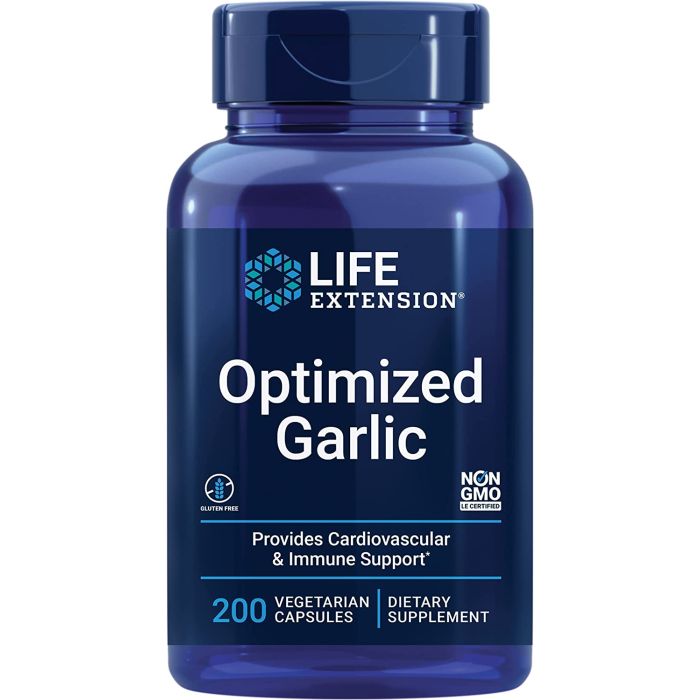 Life Extension Optimized Garlic 1200mg Immune Support 200 Veggie Caps - supplemynts.com