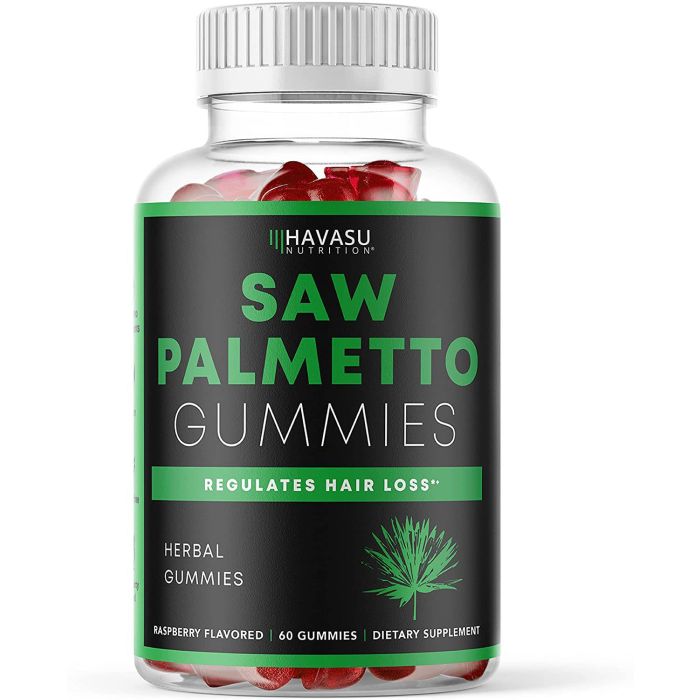 Havasu Saw Palmetto 60 Raspberry Herbal Gummies Regulates Hair Loss - supplemynts.com
