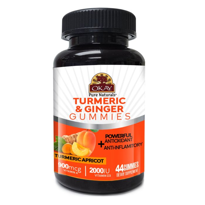 Okay Antioxidant Gummies Turmeric Ginger 44 Count Turmeric Apricot - supplemynts.com