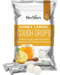 Herbion Naturals Honey Lemon Flavored Cough Drops 25 Count Sugar Free