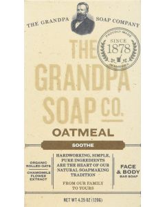 Grandpa Soothe Oatmeal Bar Soap 4.25 Oz Vegan Cruelty Free