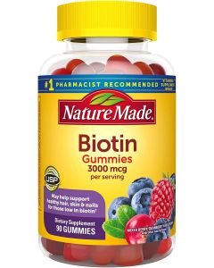 Nature Made 3000mcg Biotin 90 Gummies For Hair Skin Nails Support