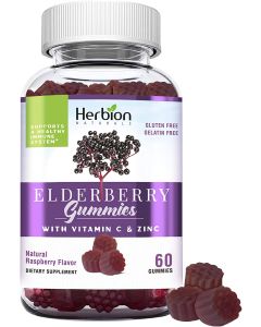 Herbion Naturals Elderberry 60 Gummies Vitamin C Zinc Immune Support
