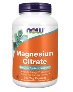 NOW Magnesium Citrate 240 Veggie Caps Nervous System Support