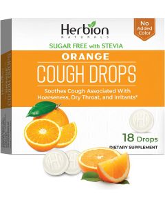 Herbion Naturals Orange Flavored Sugar Free Cough Drops 18 Count
