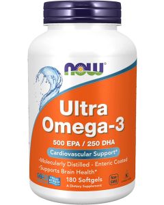 NOW Ultra Omega 3 500 EPA 250 DHA Cardiovascular Support 180 Softgels