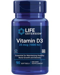 Life Extension Vitamin D3 25 mcg 1000 IU Softgels Bone Growth Support