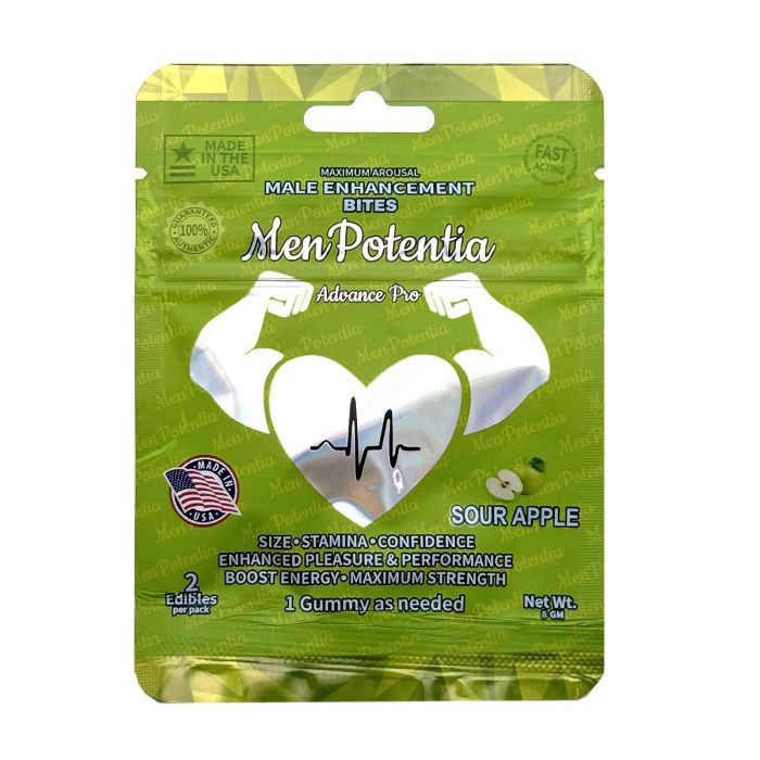 Men Potentia Halal Sour Apple Male Enhancer Gummies Gelatin Free