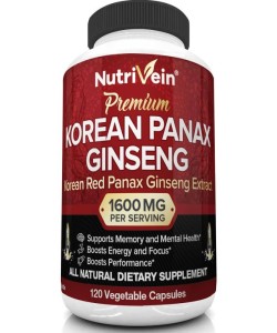 Nutrivein Pure Korean Red Panax Ginseng Energy Boost 120 Veggie Caps