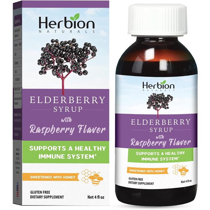 Herbion Naturals Elderberry Syrup 4 Oz Raspberry Flavor Immune Support