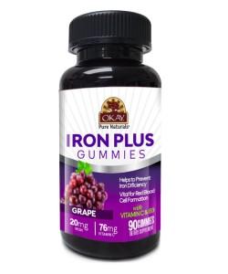 Okay Gummies Iron Plus 90 Count Grape Flavor Vitamin C B3