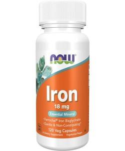 NOW Iron 18mg Essential Mineral 120 Veggie Caps Immune System Support